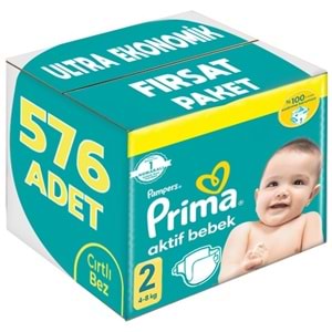 Prima Bebek Bezi Beden:2 (4-8Kg) Mini 576 Adet Ultra Ekonomik Fırsat Pk