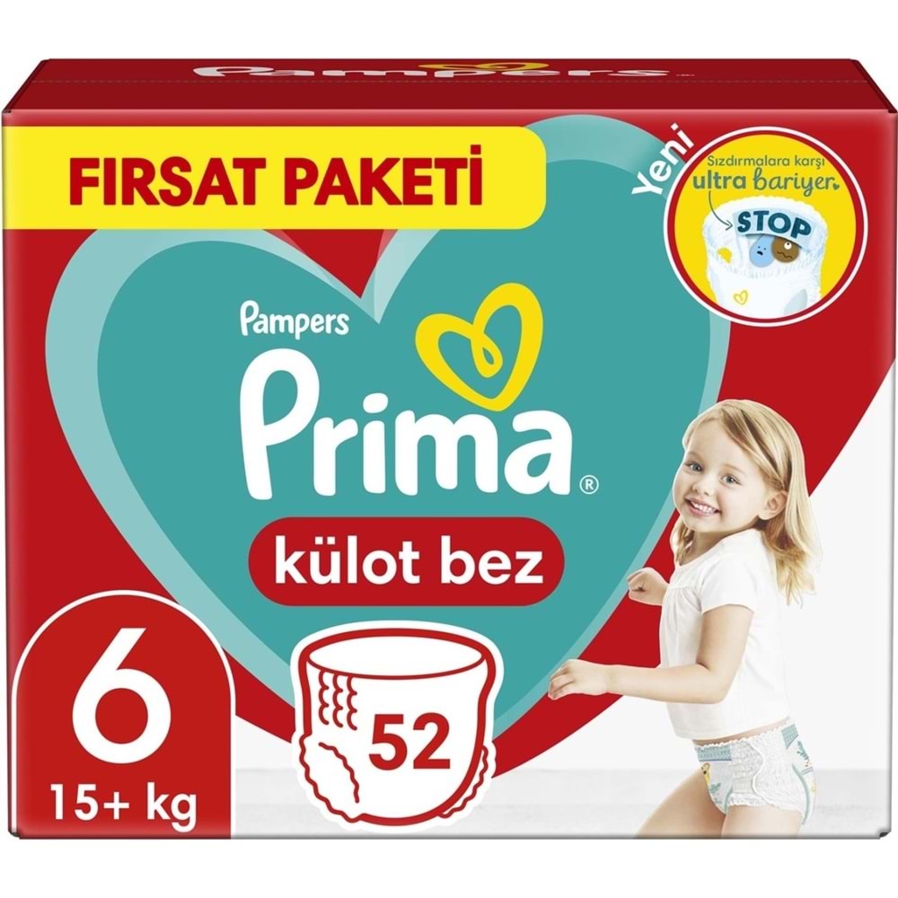 Prima Külot Bebek Bezi 6 Beden 15+ KG Extra Large 312 Adet Ekstra Fırsat Pk