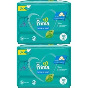 Prima Islak Havlu Mendil Temiz ve Ferah (Bitki Bazlı) 6 Lı Set (2PK*3) 312 Yaprak