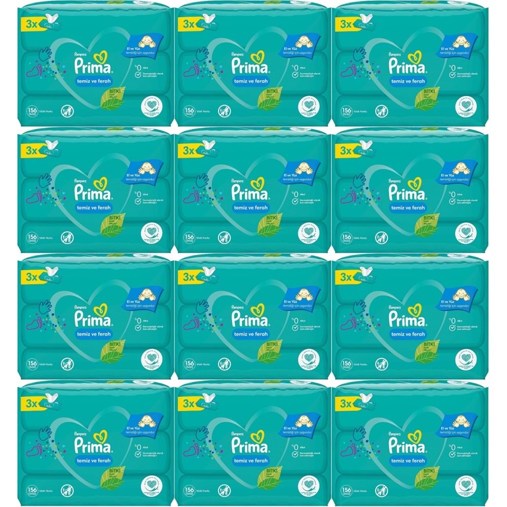 Prima Islak Havlu Mendil Temiz ve Ferah (Bitki Bazlı) 36 Lı Set (12PK*3) 1872 Yaprak