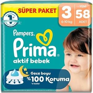 Prima Aktif Bebek Bebek Bezi 3 Beden 6-10 KG Midi 464 Adet Süper Ultra Pk
