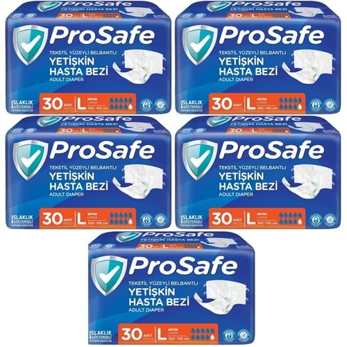 Prosafe Yetişkin Bezi Bel Bantlı Tekstil Yüzey L - Large - Büyük Boy 150 Adet