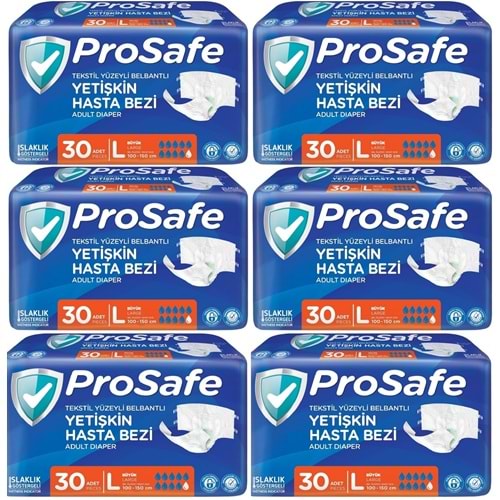 Prosafe Yetişkin Bezi Bel Bantlı Tekstil Yüzey L - Large - Büyük Boy 180 Adet
