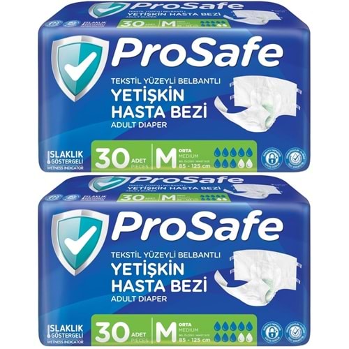Prosafe Yetişkin Bezi Bel Bantlı Tekstil Yüzey M - Medium - Orta Boy 60 Adet (2PK*30)