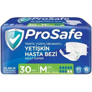 Prosafe Hasta Bezi Yetişkin Bel Bantlı Tekstil Yüzey M - Medium - Orta Boy 240 Adet (8PK*30)