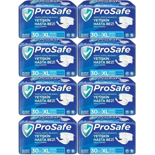 Prosafe Yetişkin Bezi Bel Bantlı Tekstil Yüzey XL-Extra Large Boy 240 Adet (8PK*30)