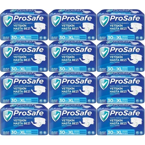 Prosafe Yetişkin Bezi Bel Bantlı Tekstil Yüzey XL-Extra Large Boy 360 Adet (12PK*30)