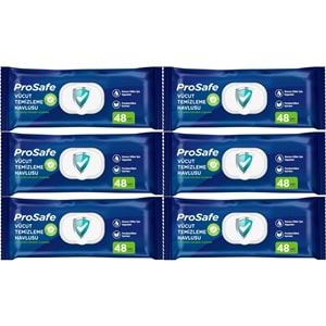 Prosafe Yetişkin Vücut Temizleme Islak Mendil Havlu 48 Yaprak XL (6 Lı Set) Plastik Kapak