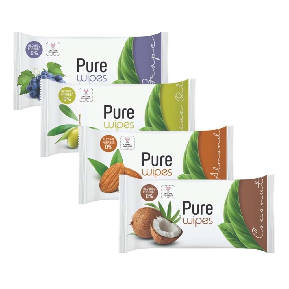 Pure Baby Wipes Islak Havlu Mendil 50 Yaprak 24 Lü Set (1200 Yaprak) (Meyveli)
