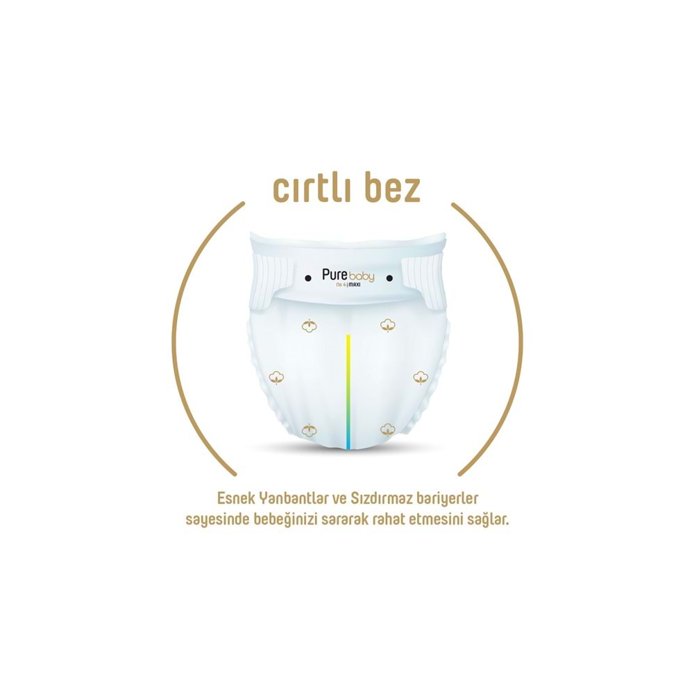 Pure Baby Organik Bebek Bezi 4 Beden 7-16 KG Maxi 208 Adet Avantaj Fırsat Pk