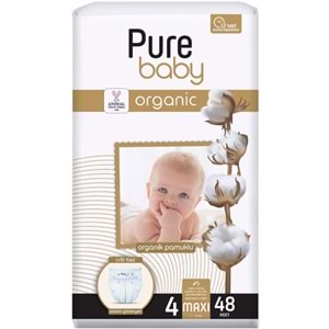 Pure Baby Organik Bebek Bezi 4 Beden 7-16 KG Maxi 96 Adet Ekonomik Fırsat Pk