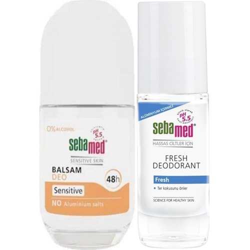 Sebamed Deodorant Roll-On 50ML Balsam Hassas/Sensitive + Roll-On 50ML Fresh (Karma 2 Li Set)