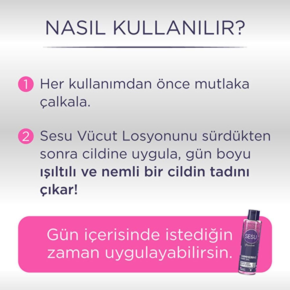 Sesu Simli Cilt Bakım Yağı 150ML (Shımmering Body Oıl) (3 Lü Set)