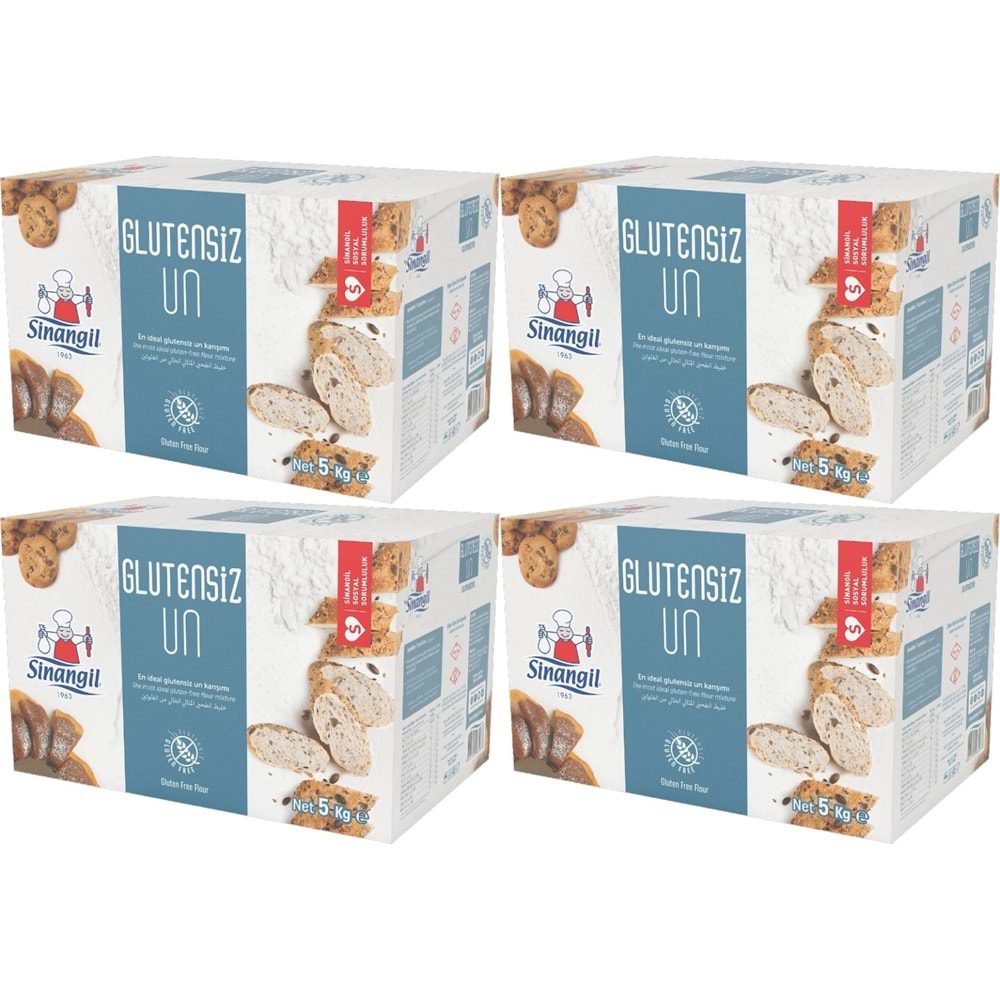 Sinangil Glutensiz Un 20KG (20000GR) Kutu Çölyak Diyetine Uygun (4PK*5KG)