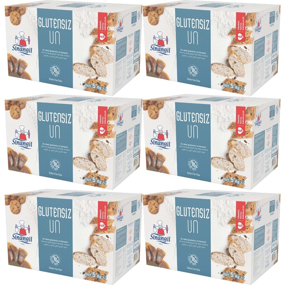 Sinangil Glutensiz Un 30KG (30000GR) Kutu Çölyak Diyetine Uygun (6PK*5KG)
