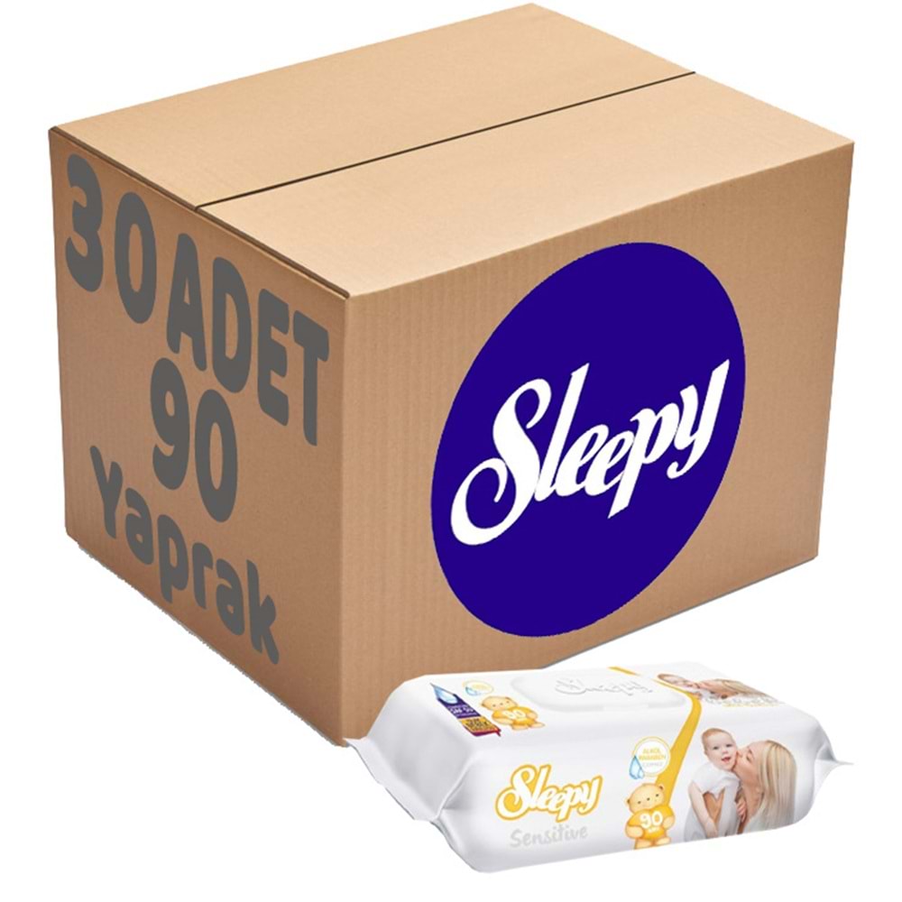 Sleepy Islak Havlu Mendil 90 Yaprak Sensitive 30 Lu Set Plastik Kapaklı