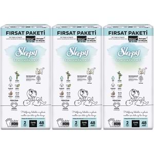 Sleepy Bebek Bezi Bio Natural 2 Beden 3-6 KG Mini 144 Adet Aylık Fırsat Pk