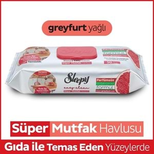 Sleepy Easy Clean Yüzey Temizlik Mutfak Havlusu-Mendili 50 Yaprak Greyfurt Yağlı (4Lü Set) 200 Yprk