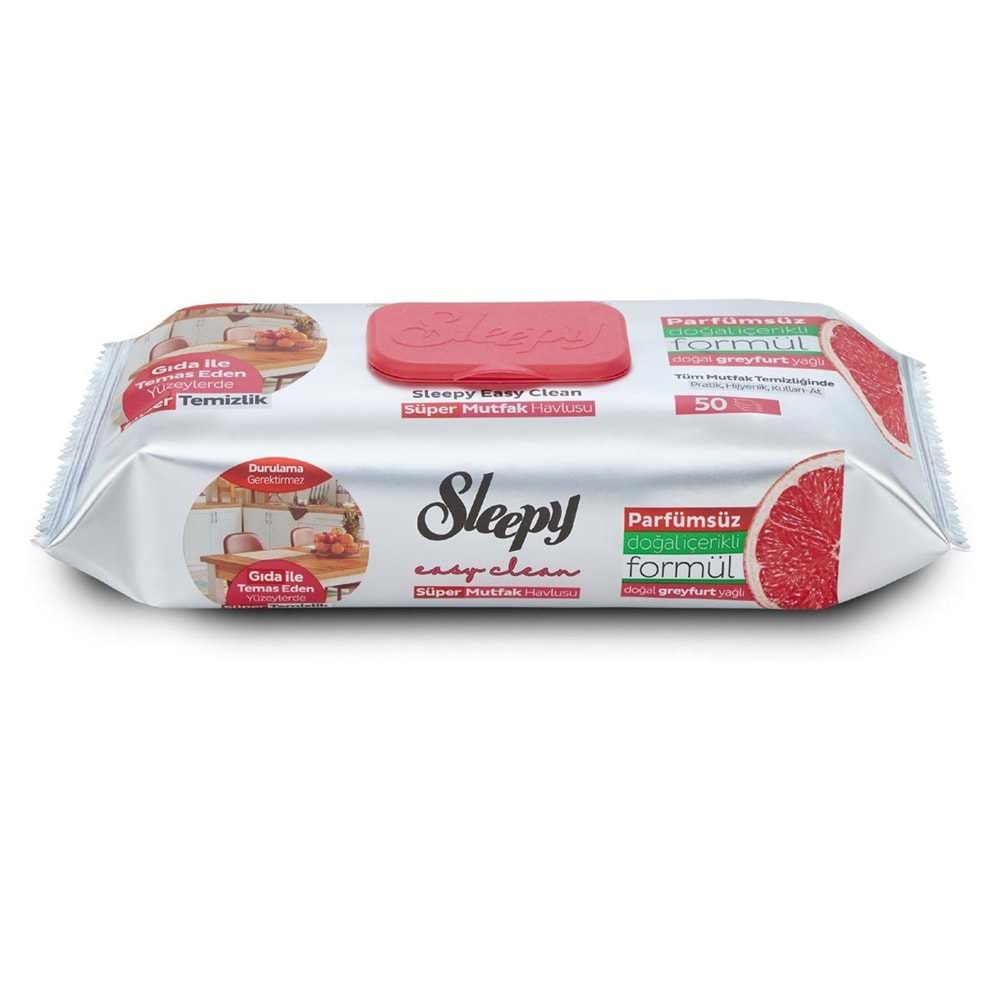 Sleepy Easy Clean Yüzey Temizlik Mutfak Havlusu-Mendili 50 Yaprak Greyfurt Yağlı (9Lu Set) 450 Yprk