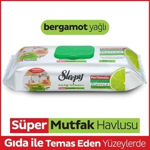 Sleepy Easy Clean Yüzey Temizlik Mutfak Havlusu -Mendili 50 Yaprak Bergomot Yağlı (6Lı Set) 300Yprk