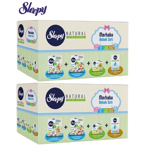 Sleepy Merhaba Bebek Seti Yeni Doğan Doğuma Hazırlık (2 Li Set) Naturel Bebek Bezi