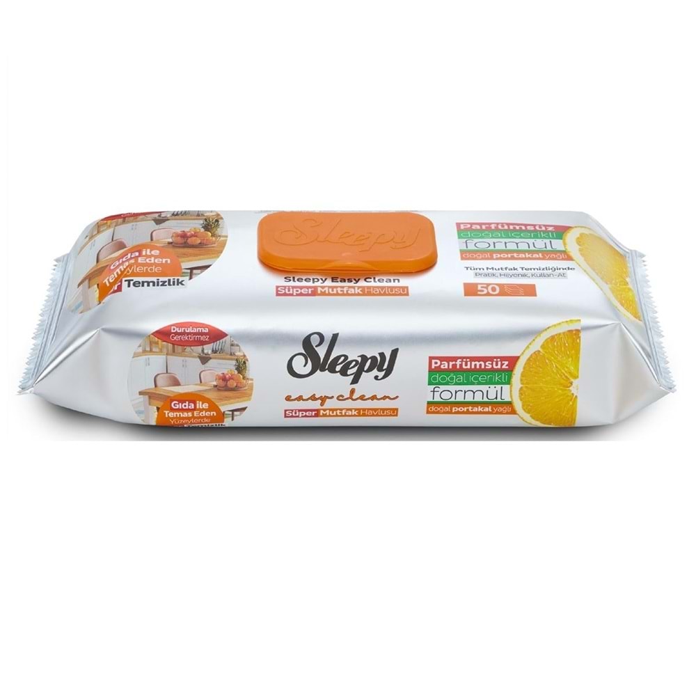 Sleepy Easy Clean Yüzey Temizlik Mutfak Havlusu -Mendili 50 Yaprak Portakal Yağlı (4Lü Set) 200Yprk