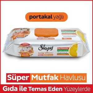 Sleepy Easy Clean Yüzey Temizlik Mutfak Havlusu -Mendili 50 Yaprak Portakal Yağlı (4Lü Set) 200Yprk