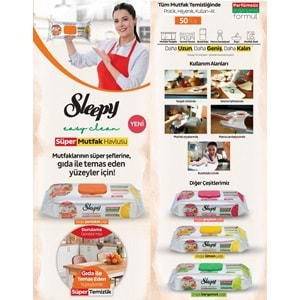 Sleepy Easy Clean Yüzey Temizlik Mutfak Havlusu -Mendili 50 Yaprak Portakal Yağlı (4Lü Set) 200Yprk