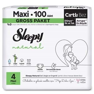 Sleepy Bebek Bezi Natural Beden:4 (7-14KG) Maxi 400 Adet Avataj Ultra Pk