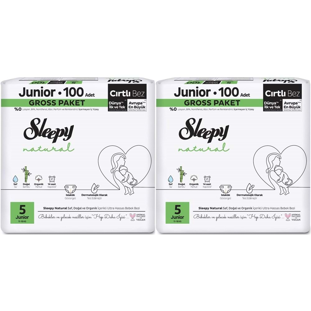Sleepy Bebek Bezi Natural Beden:5 (11-18KG) Junior 156 Adet Ekonomik Ultra Pk