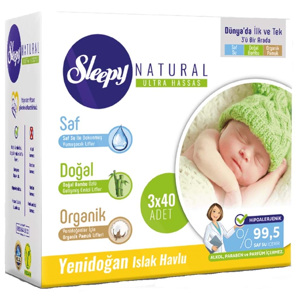 Sleepy Merhaba Bebek Seti Yeni Doğan Doğuma Hazırlık (3 Lü Set) Naturel Bebek Bezi