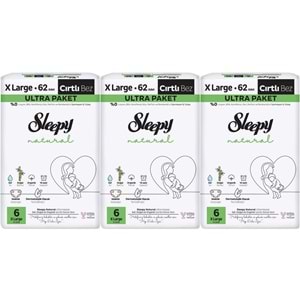 Sleepy Bebek Bezi Natural Beden:6 (15-25KG) Extra Large 186 Adet Aylık Ultra Pk