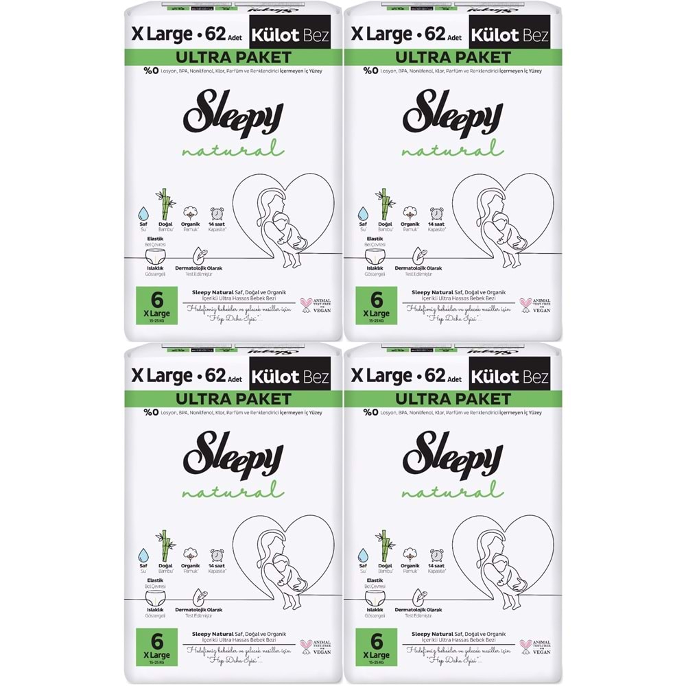 Sleepy Külot Bebek Bezi Natural Beden:6 (15-25KG) Extra Large 248 Adet Avantaj Ultra Pk