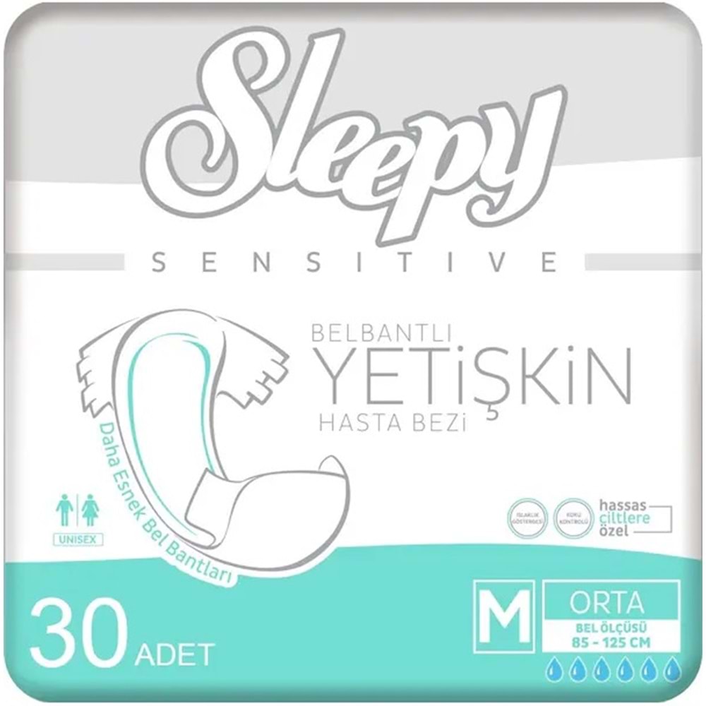 Sleepy Yetişkin Hasta Bezi Bel Bantlı M - Orta - Medium 90 Adet (3PK*30)