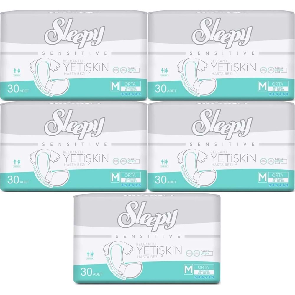 Sleepy Yetişkin Hasta Bezi Bel Bantlı M - Orta - Medium 150 Adet (5PK*30)