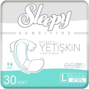 Sleepy Yetişkin Hasta Bezi Bel Bantlı L - Large - Büyük 120 Adet (4PK*30)