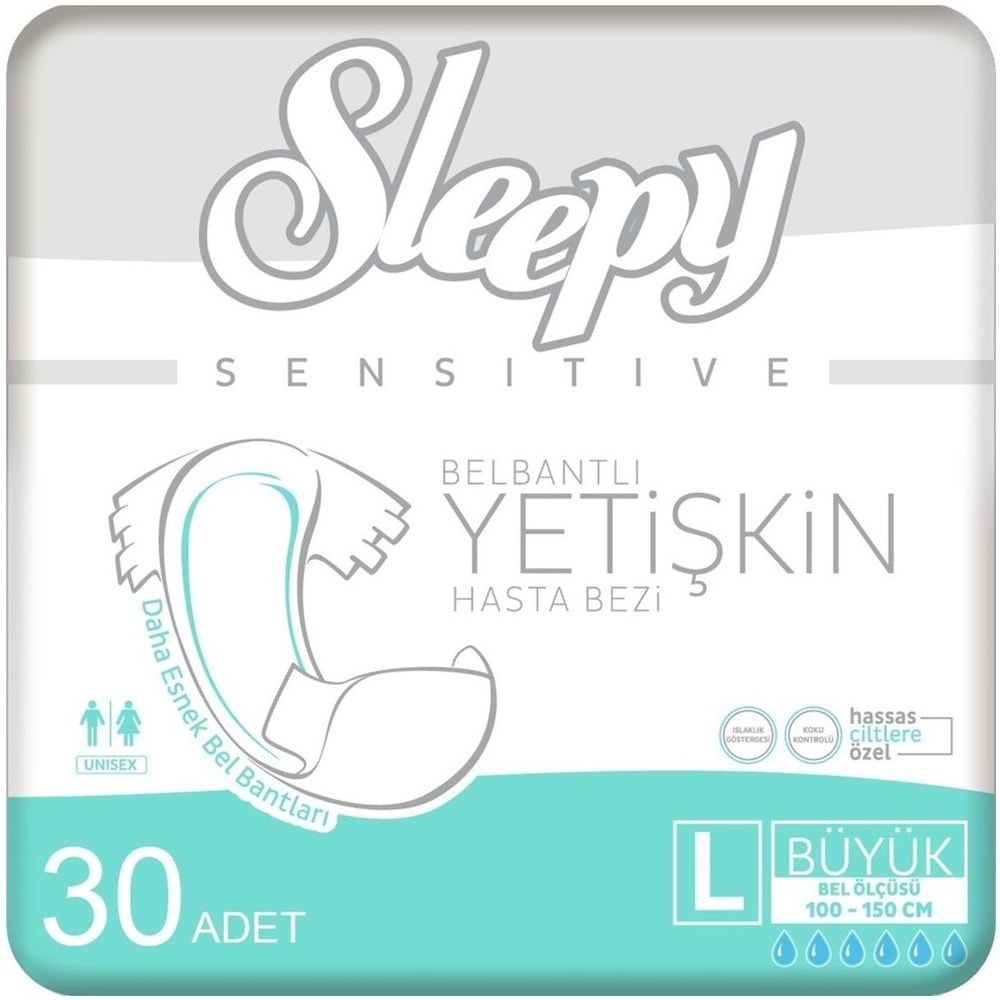 Sleepy Yetişkin Hasta Bezi Bel Bantlı L - Large - Büyük 240 Adet (8PK*30)
