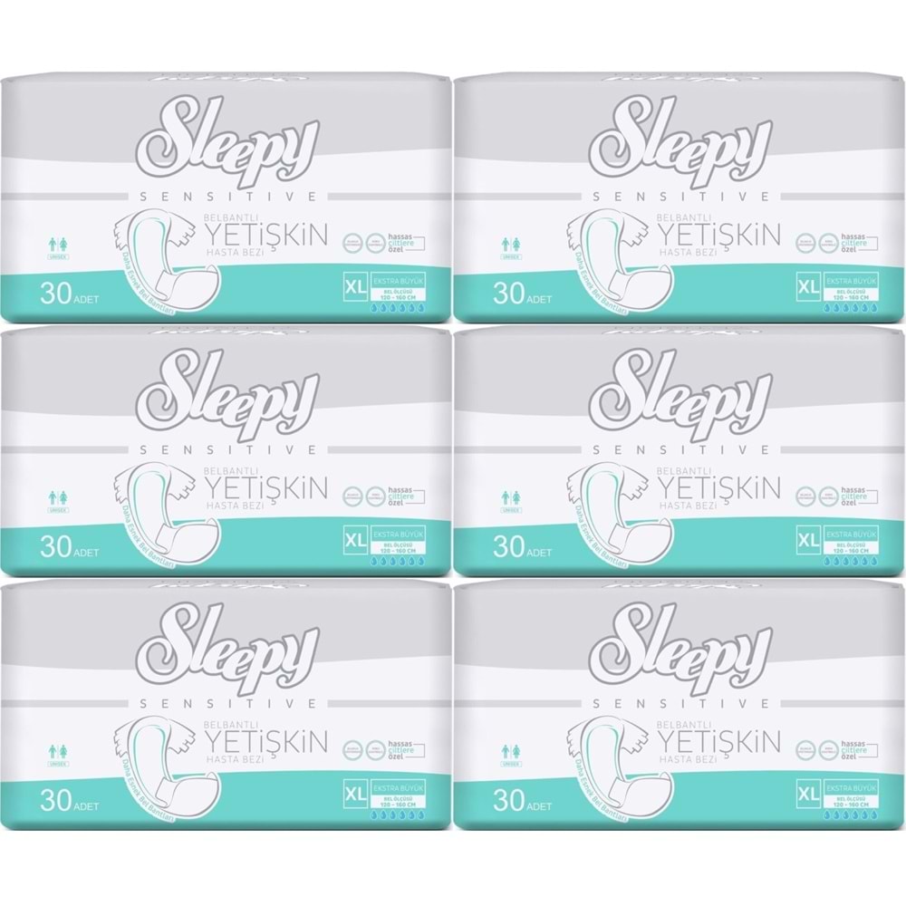 Sleepy Yetişkin Hasta Bezi Bel Bantlı XL - Extra Large - Ekstra Large 180 Adet (6PK*30)