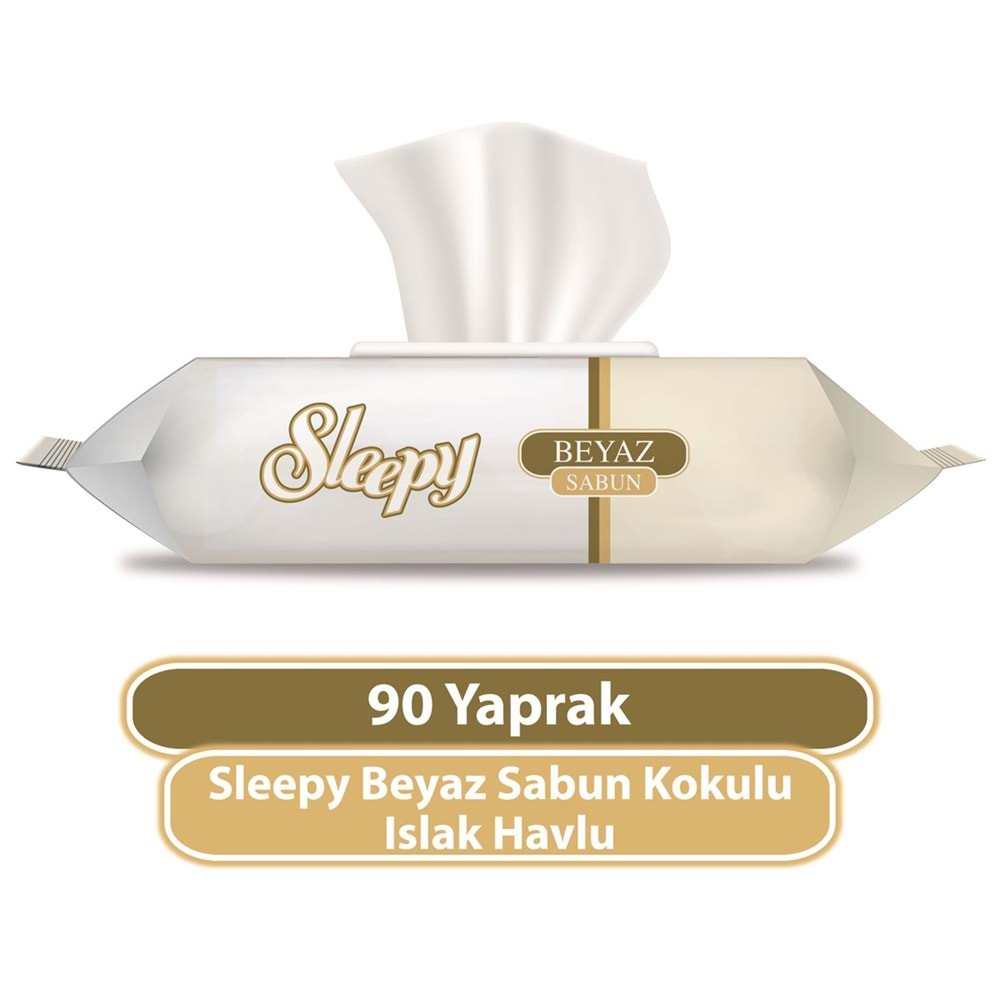 Sleepy Islak Havlu Mendil 90 Yaprak (6 Lı Set) Beyaz Sabun Kokulu Plastik Kapaklı (540 Yaprak)