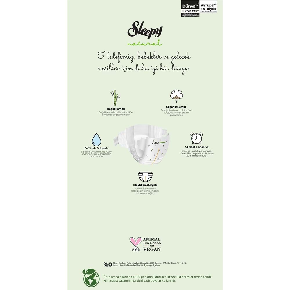 Sleepy Bebek Bezi Naturel Beden:5+ (13-20Kg) Junior Plus 260 Adet Mega Fırsat Pk