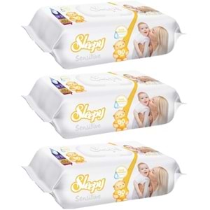 Sleepy Islak Havlu Mendil 90 Yaprak Sensitive 3 Lü Set Plastik Kapaklı