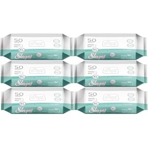 Sleepy Hasta Vücut Temizleme Islak Mendil Havlu 50 Yaprak XL (6 Lı Set)