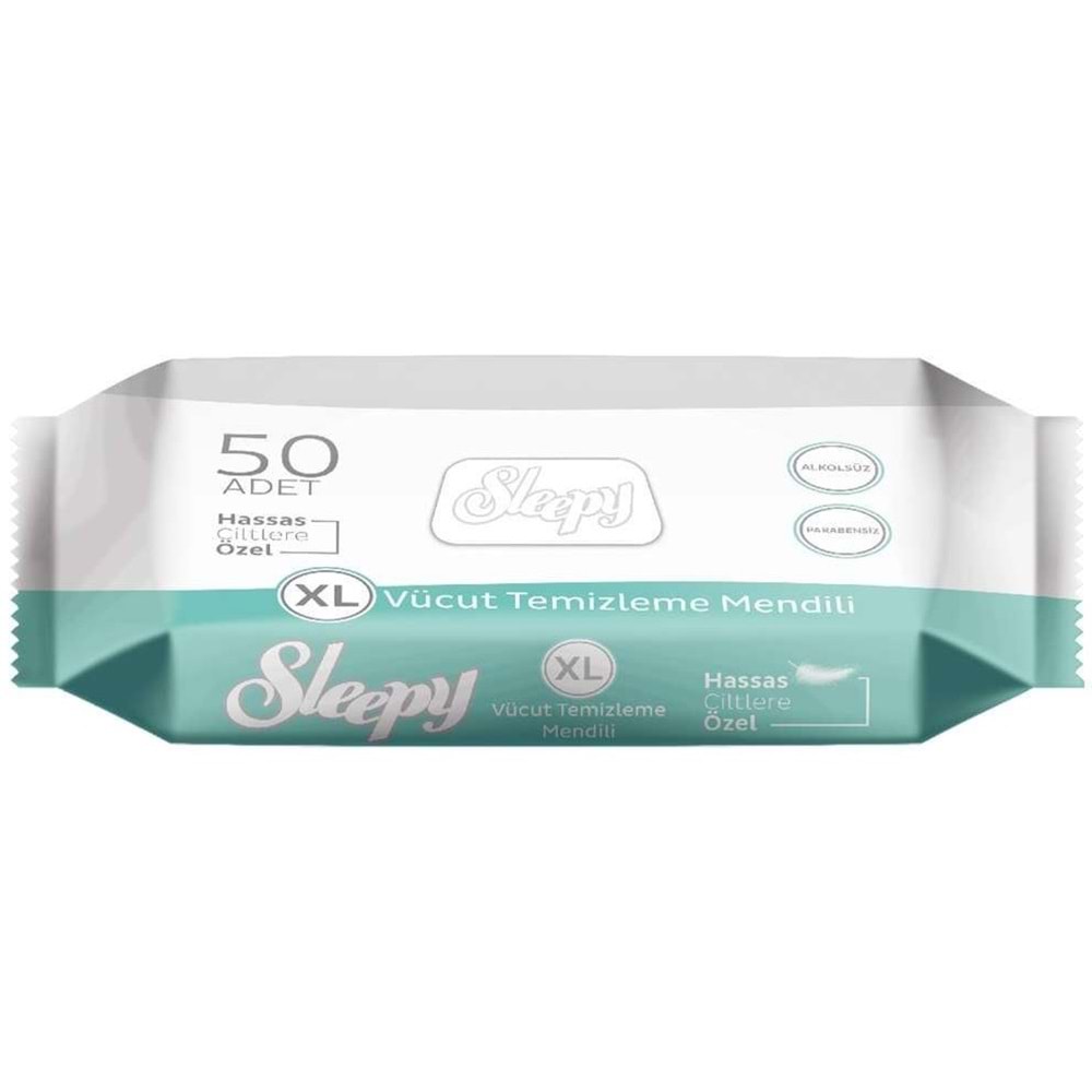 Sleepy Hasta Vücut Temizleme Islak Mendil Havlu 50 Yaprak XL (6 Lı Set)