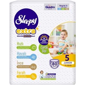 Sleepy Bebek Bezi Extra Beden:5 (11-18Kg) Junior 320 Adet Avantaj Ultra Pk (4PK*80)