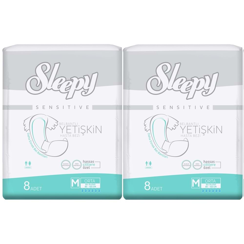 Sleepy Hasta Bezi Bel Bantlı Medium - Orta Boy 16 Adet Ekonomik Pk (2PK*8)