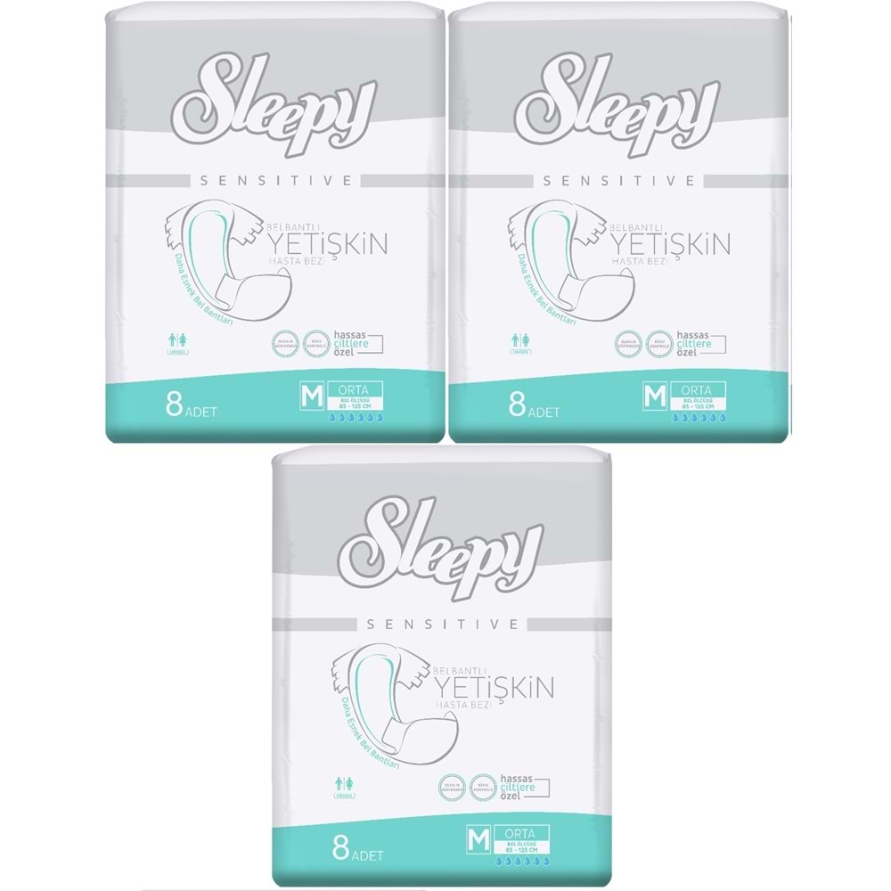 Sleepy Hasta Bezi Bel Bantlı Medium - Orta Boy 24 Adet Ekonomik Pk (3PK*8)