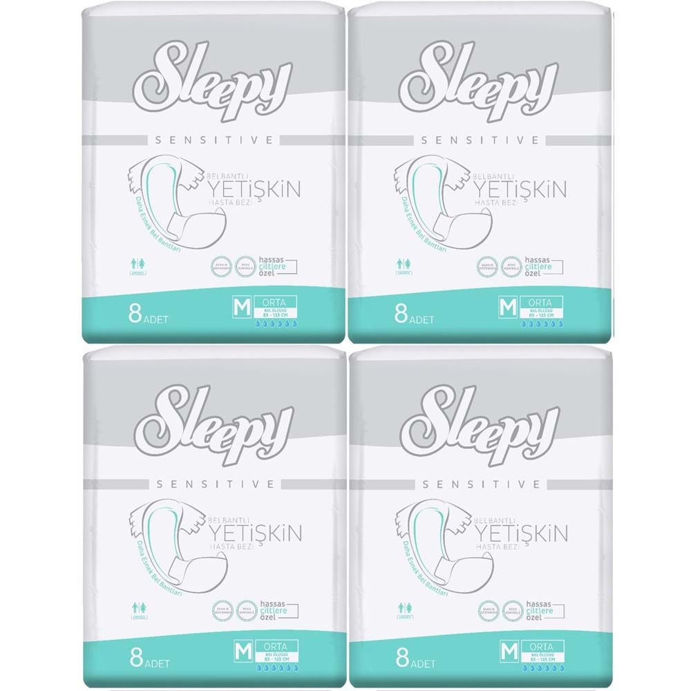 Sleepy Hasta Bezi Bel Bantlı Medium - Orta Boy 32 Adet Ekonomik Pk (4PK*8)