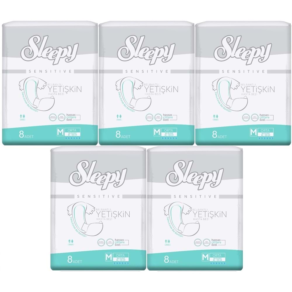 Sleepy Hasta Bezi Bel Bantlı Medium - Orta Boy 40 Adet Ekonomik Pk (5PK*8)