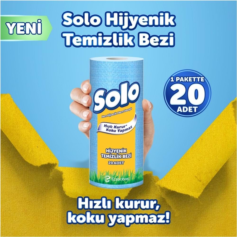 Solo Hijyenik Temizlik Bezi (İç adet 20 Li) (Kokusuz ve Hızla Kuruyan) (6 Lı Set)