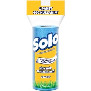 Solo Hijyenik Temizlik Bezi (İç adet 20 Li) (Kokusuz ve Hızla Kuruyan) (12 Li Set)